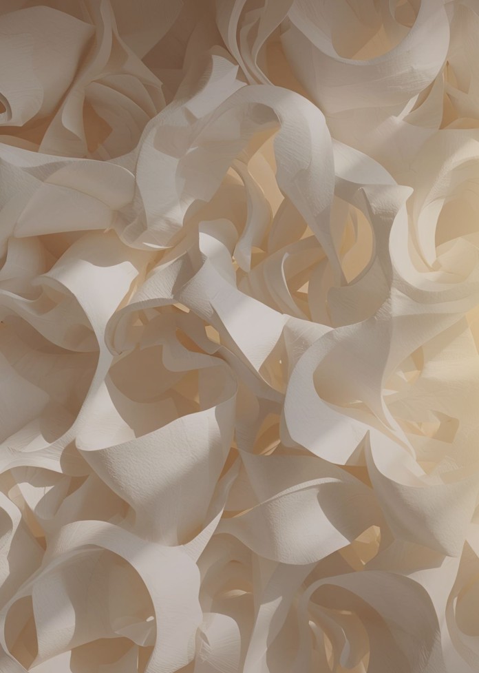 Layered abstract ribbons symbolizing complex identity systems